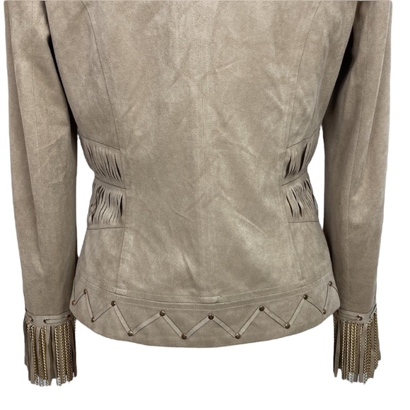 Cache Tan Faux Suede Fringed Jacket - Picture 9 of 15